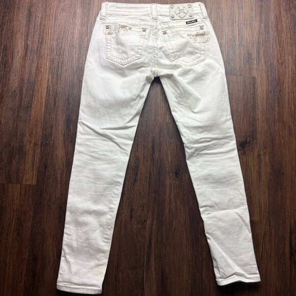 Miss Me Cuffed Skinny Jeans Embellished White Women’s Size 27 - Picture 2 of 13